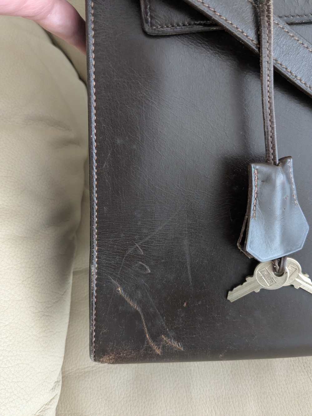 HERMES Kelly 32 1966 Bonwit Teller Brown Box Leather Bag eBay Authenthificated - Picture 10 of 16